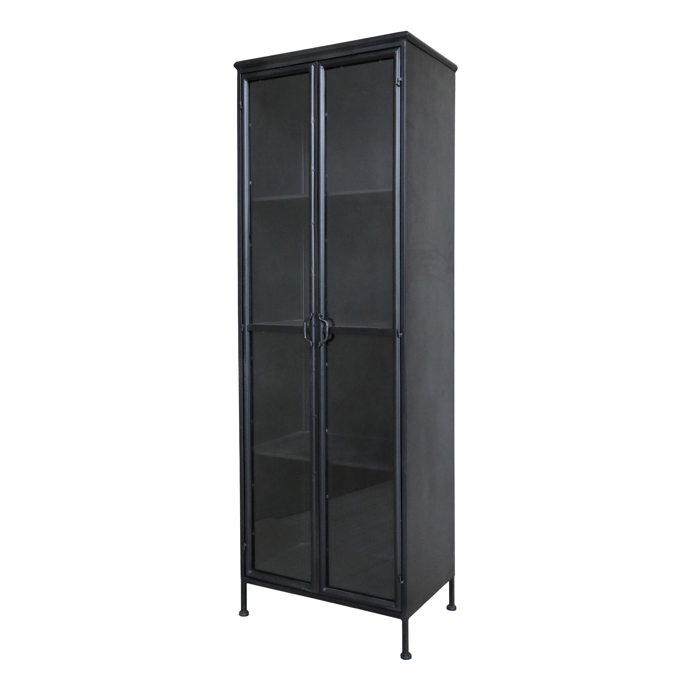 CHIC ANTIQUE VITRINESKAB M/2 GLASLÅGER/HYLDER SORT - 184