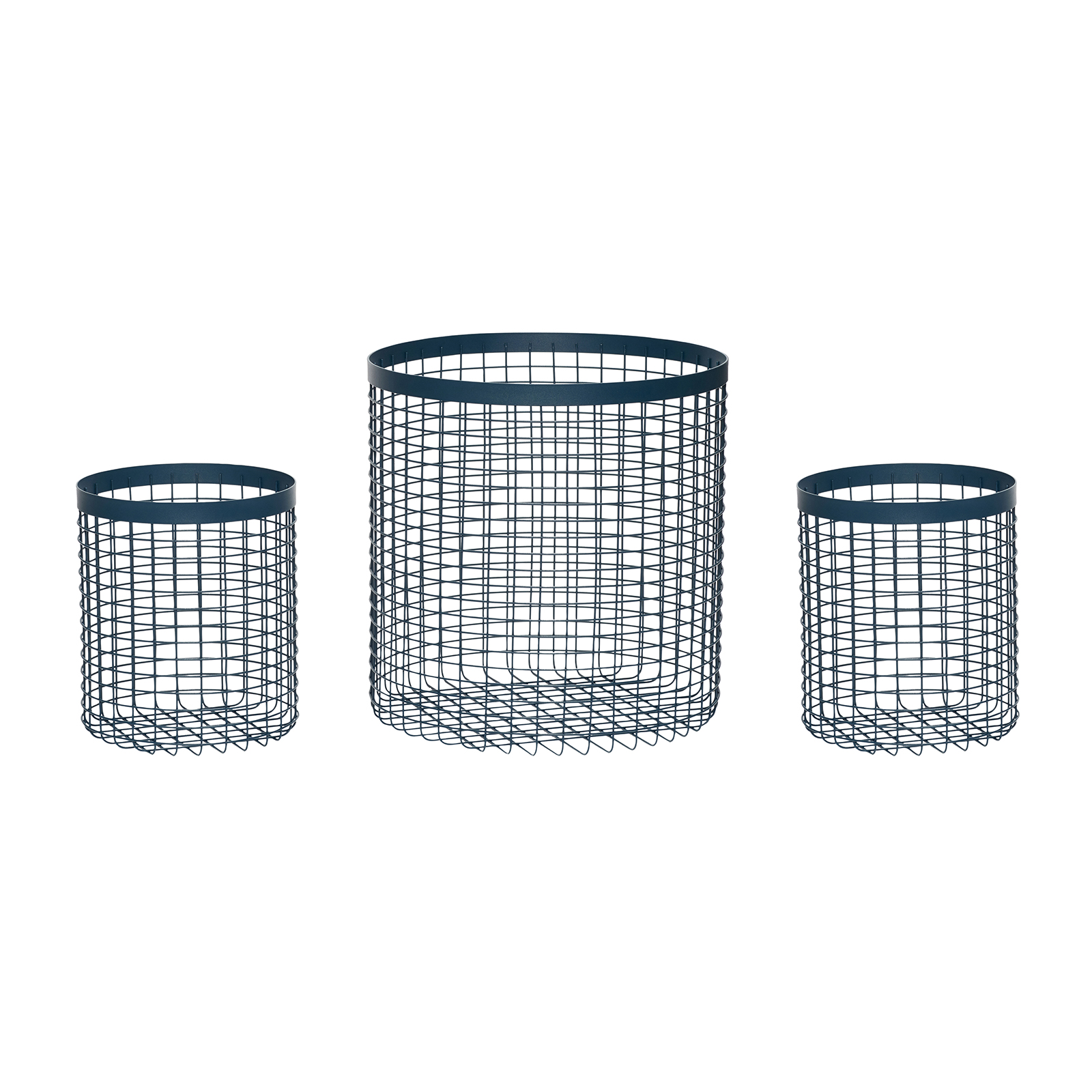 HÃBSCH WIRED KURV METAL BLÅ - 3 STK
