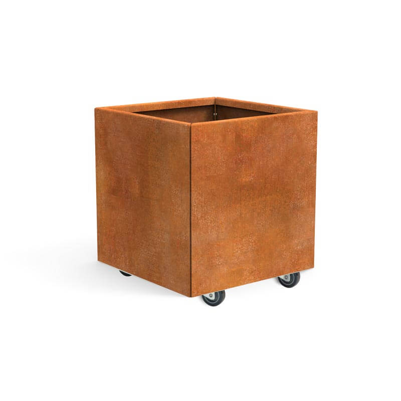 THOR Plantekasse på hjul 40 x 40 x 40 - Cortenstål