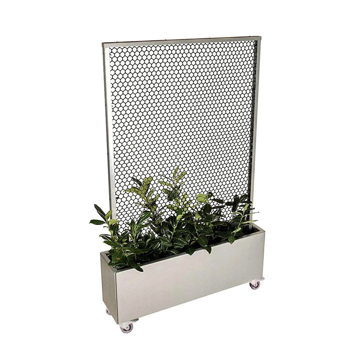 Land Modern  Plantekasse med højt espalier på hjul, galvaniseret