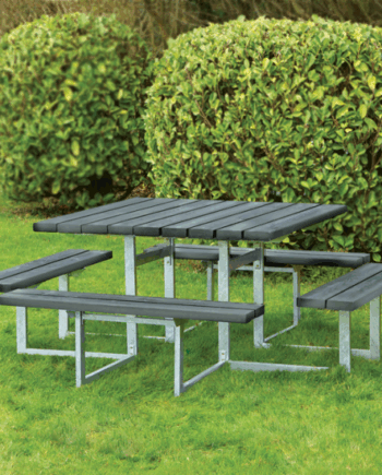 Bord-/bænkesæt, 8 personer nonwood og galvaniseret stel