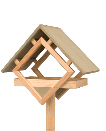 Fuglefoderhus af fyrretræ olivengrøn med umalet stander HORTUS
