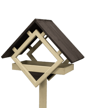 Fuglefoderhus af fyrretræ sort med olivengrøn stander HORTUS