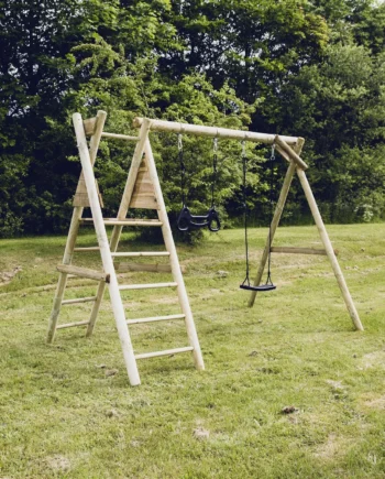 NORDIC PLAY Active gyngestativ 240 cm med platform m/1 sort gynge og 1 sort trapez ekskl. rutsjebane