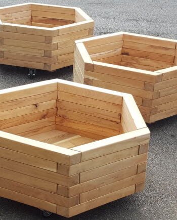 6-kantede Hjalmar plantekasser-Naturtræ-Ø100 x 36 cm