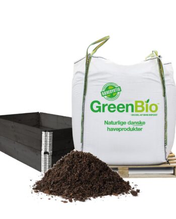 Pakke til 1 højbed med 2 sorte pallerammer - Øko højbedsmuld