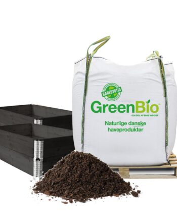 Pakke til 2 højbede med 4 sorte pallerammer - Øko højbedsmuld