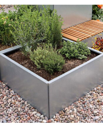 Land Modern  Kvadratisk plantekasse i galvaniseret stål - 120 x 120 x 80 cm høj (Stablet)