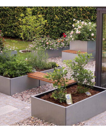 Land Modern  Aflang plantekasse i galvaniseret stål - 80 x 120 x 80 cm høj (Stablet)