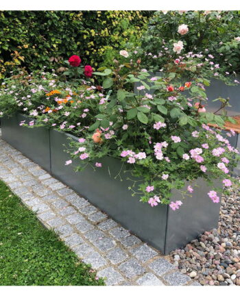 Land Modern  Stor aflang plantekasse i galvaniseret stål - 120 x 240 x 80 cm høj (Stablet)