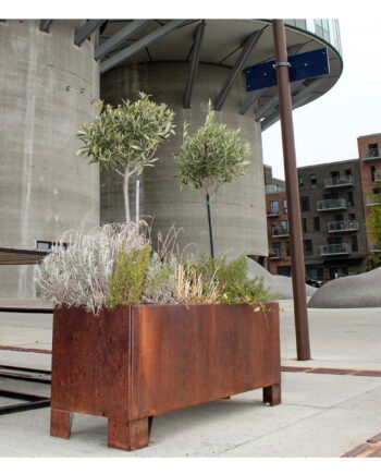 Aflang plantekumme med ben - 80x120cm - Cortenstål (ruster)