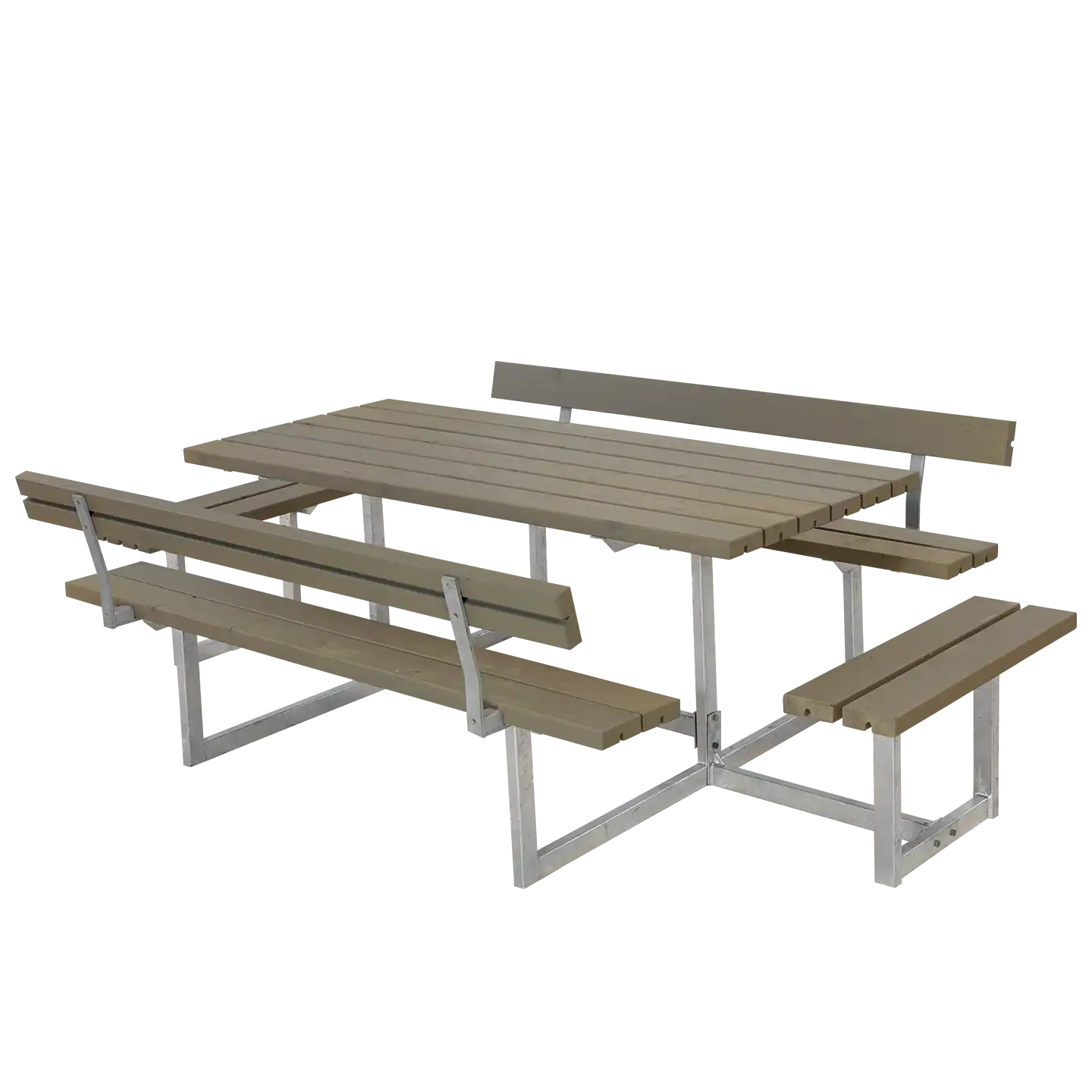 PLUS BASIC BORD/BÆNKESÆT M/2 RYGLÆN OG 2 PÅBYGNINGER GRÅBRUN - 260