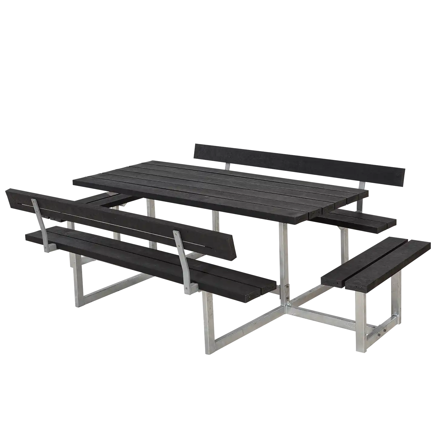 PLUS BASIC BORD/BÆNKESÆT M/2 RYGLÆN OG 2 PÅBYGNINGER REPLAST SORT - 260