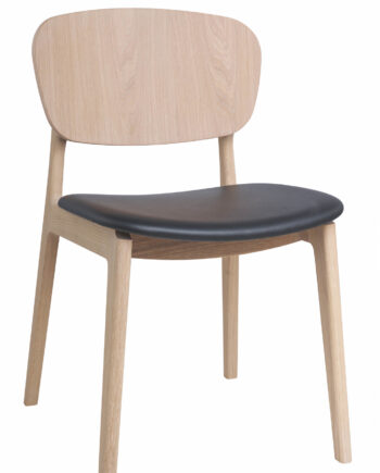 HASLEV IDA SPISESTOL I SÆBEHANDLET EGETRÆ MED SORT LÆDER SÆDE - 50