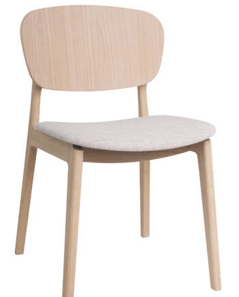 HASLEV IDA SPISESTOL I SÆBEBEHANDLET EGETRÆ MED FLASH 402 SAND STOF SÆDE - 50